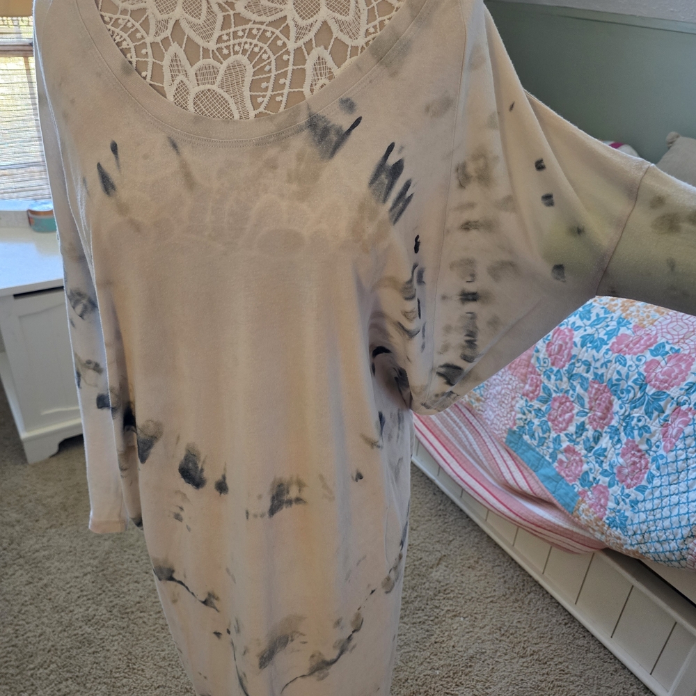 Raquel Allegra Tie-Dye Midi Dress in Cream and Black